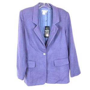 NWT Womens Size 6 WinterSilks Blue Soft Silk and Wool Blend Blazer Jacket